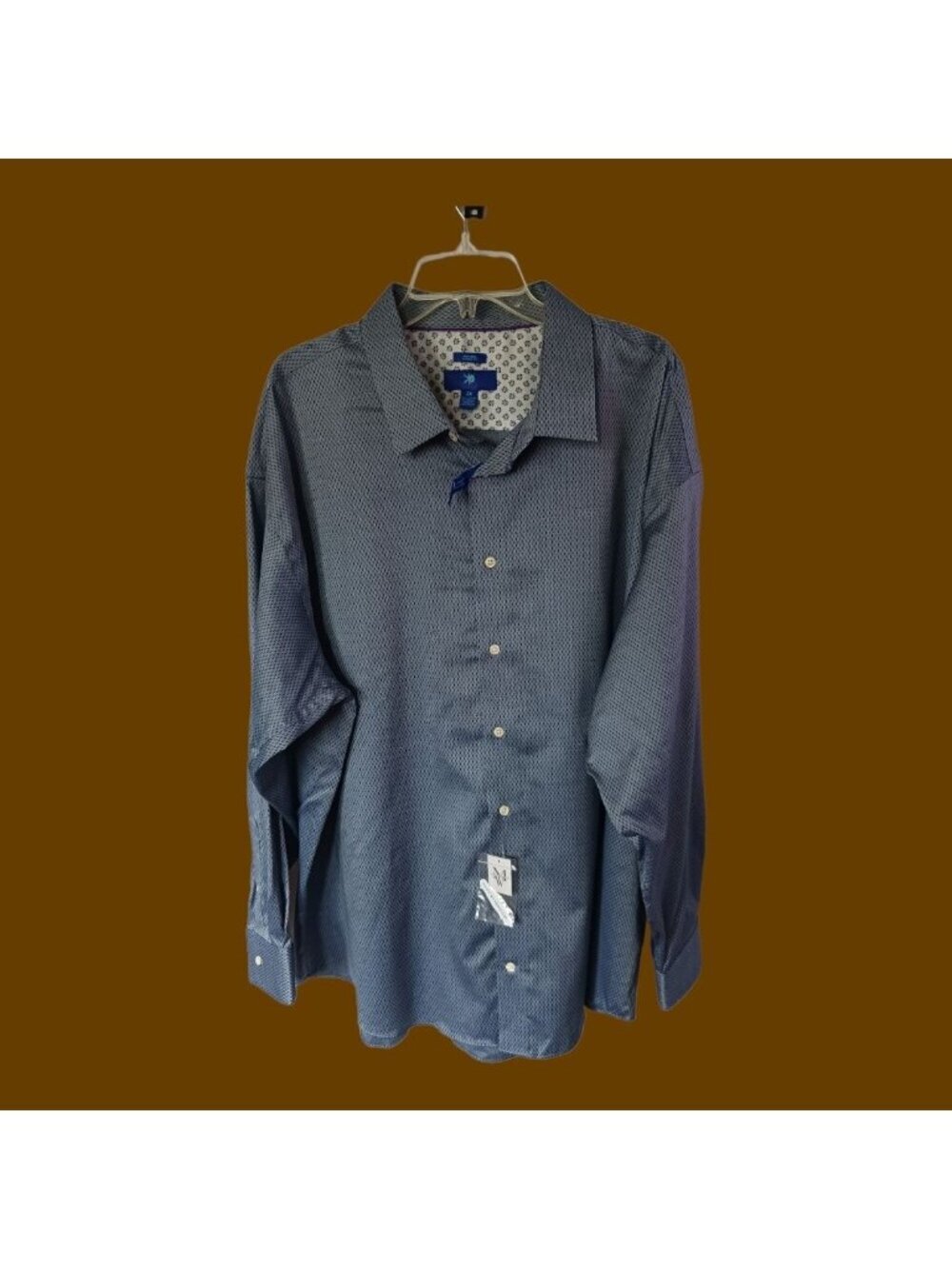 Egara Mens Non-Iron Classic Fit Shirt W/Subtle Pattern Blue 3Xlarge